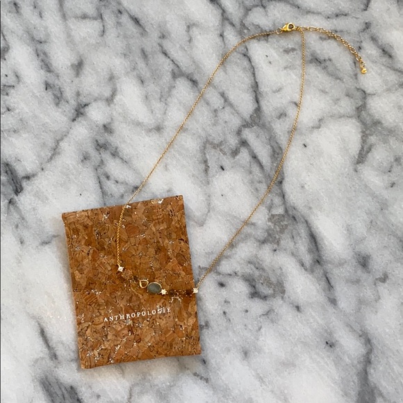 ANTHROPOLOGIE Gemstone Crystal Necklace + Pouch